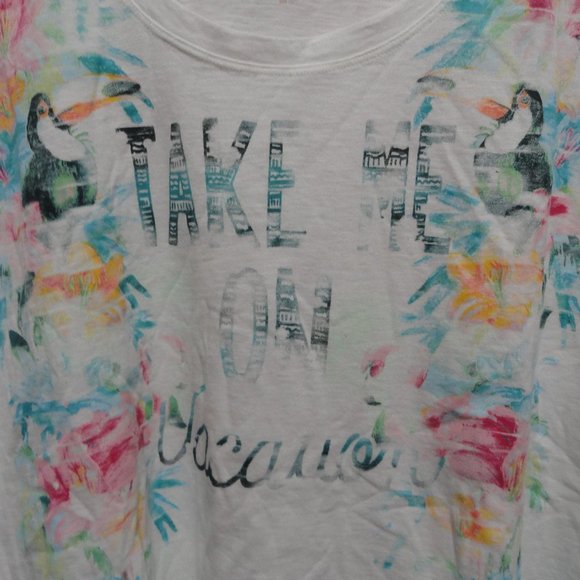 Sonoma NWT NOS Distressed look Take me on Vacation~colorful T - Picture 3 of 5
